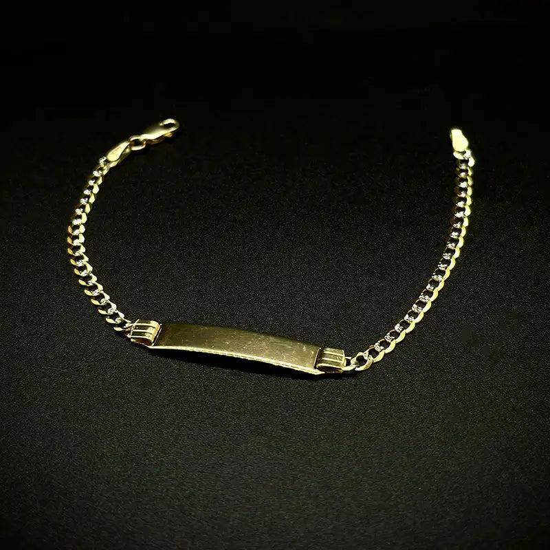 14K Two-Tone Yellow Gold Baby Bracelet with Custom Engraving