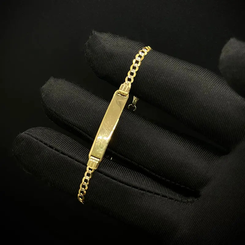 14K Two-Tone Yellow Gold Baby Bracelet with Custom Engraving